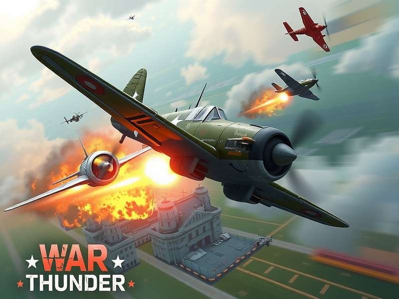 War Thunder combined arms battle showing aircraft, tanks, and ships fighting together