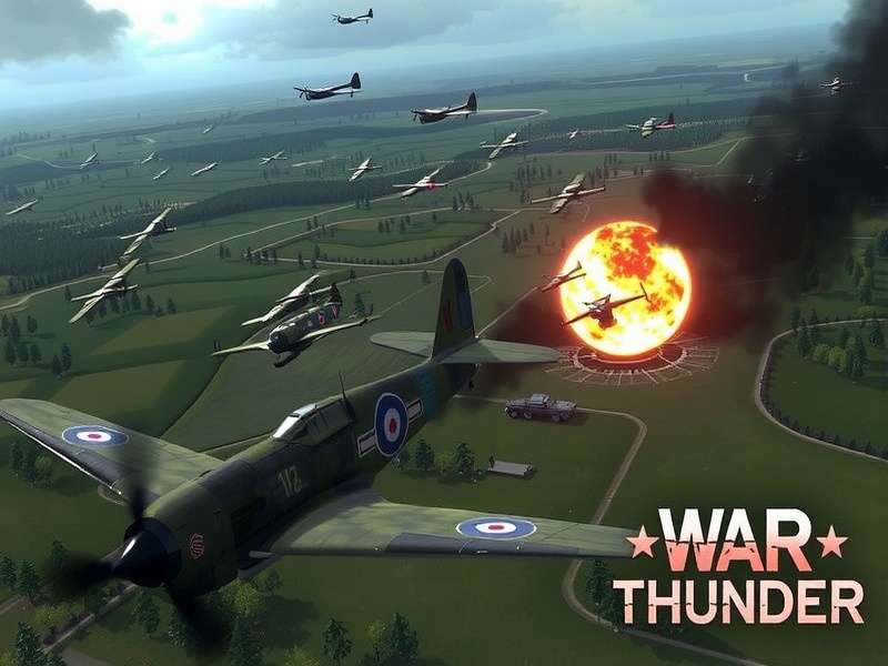 War Thunder combined arms battle showing tanks and aircraft in combat