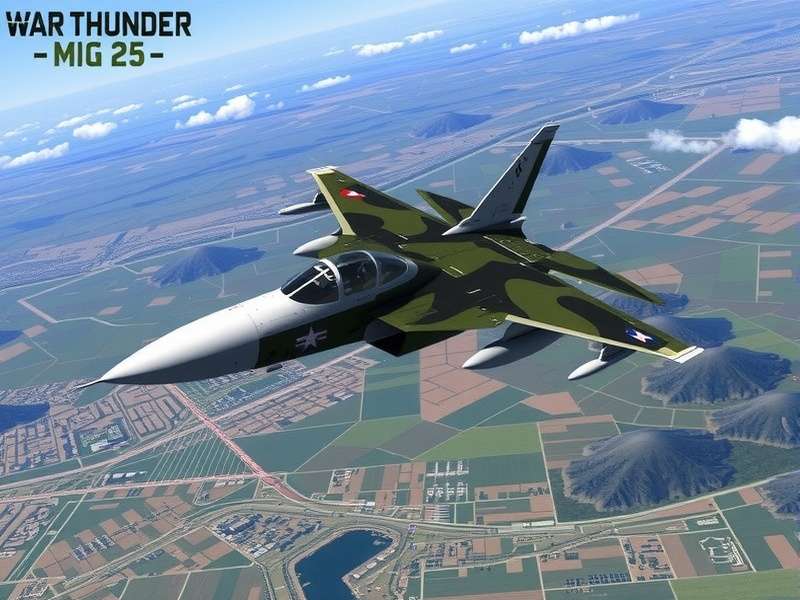 War Thunder MiG‑25 Foxbat in flight engaging a target