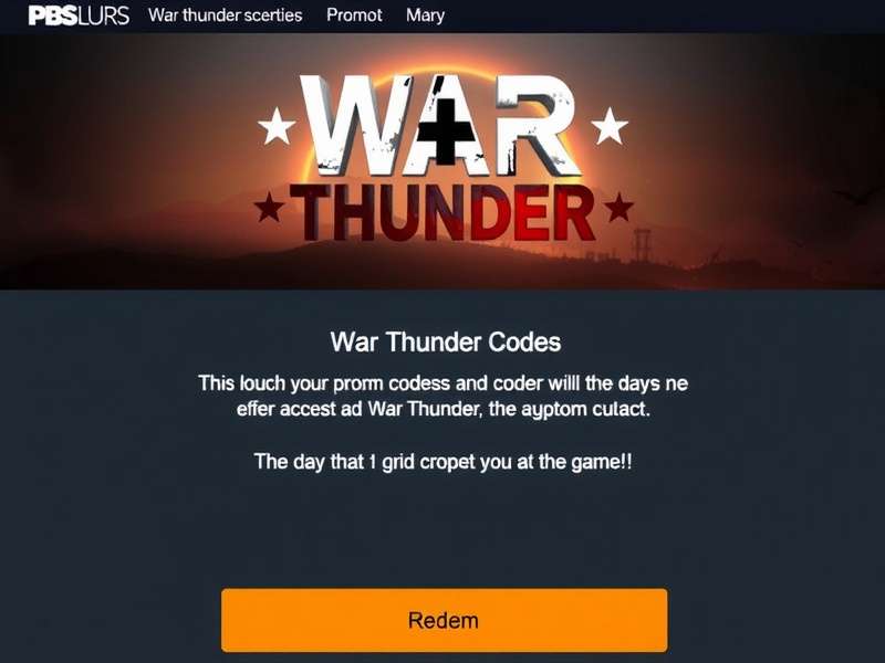 War Thunder promo code redemption interface on PC and console