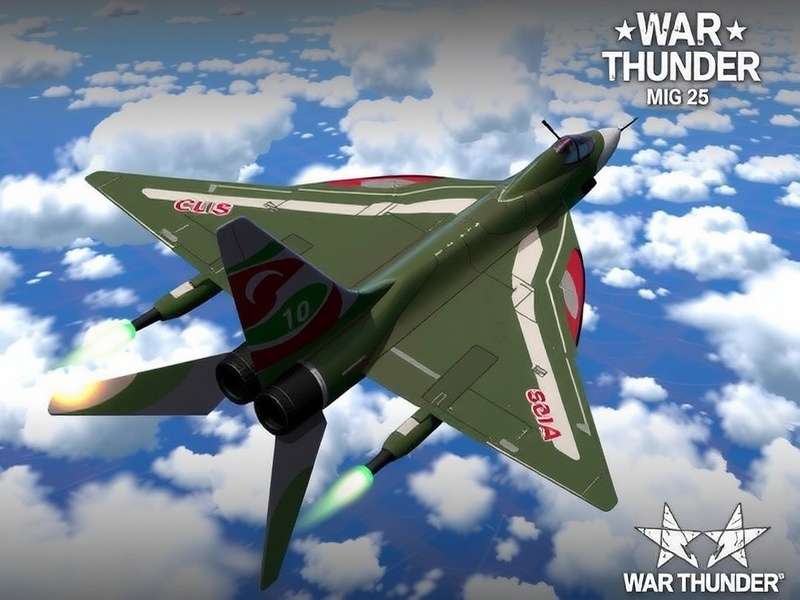War Thunder MiG-25 Foxbat flying at high altitude with afterburners