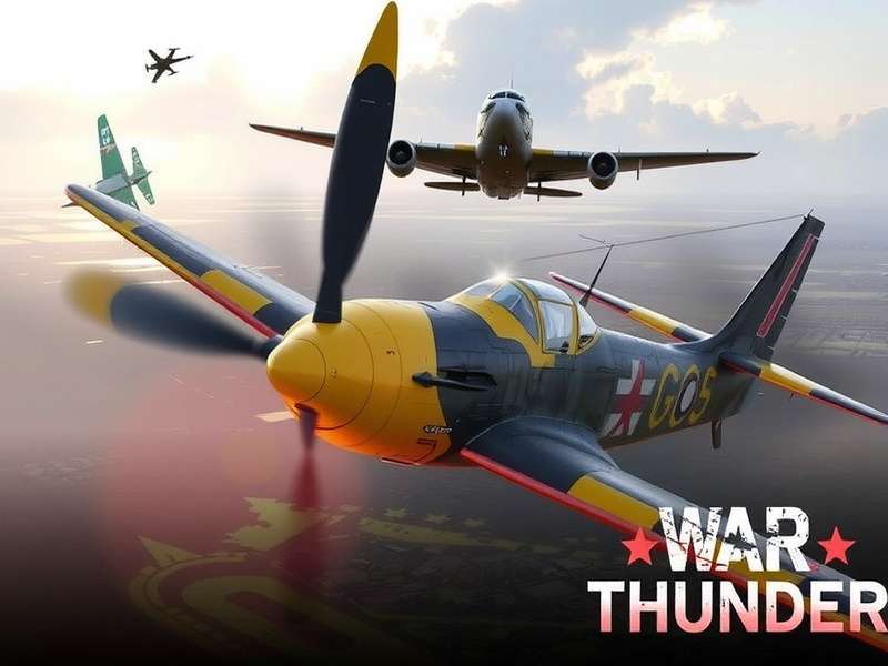 War Thunder PC gameplay showing aircraft and ground vehicles in action over the English Channel